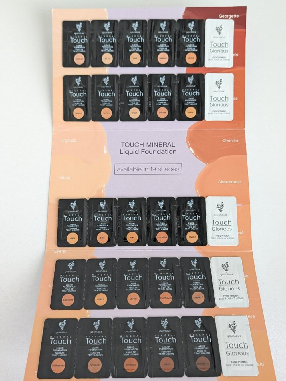 Younique Samples 25 Touch Mineral Liquid Foundation And 4 Face Primers NEW